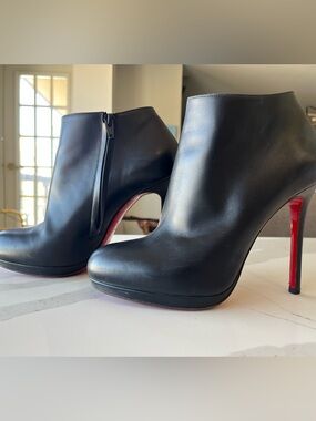 Christian Louboutin Black Leather Ankle Booties